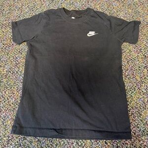Nike Black Short-Sleeve Crewneck T-Shirt with White Swoosh. Kids size L